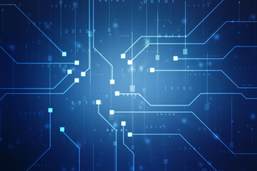 Abstract futuristic circuit board Illustration, Circuit board with various technology elements. Circuit board pattern for digital abstract technology background