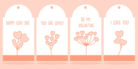 Set of Valentine's day tags for gift boxes, labels, sale shopping labels, banners and more.