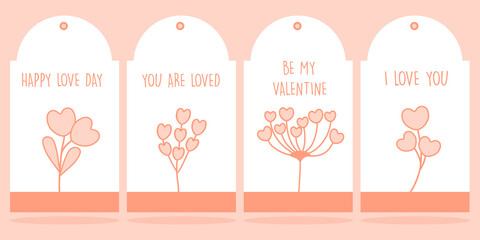 Set of Valentine's day tags for gift boxes, labels, sale shopping labels, banners and more.