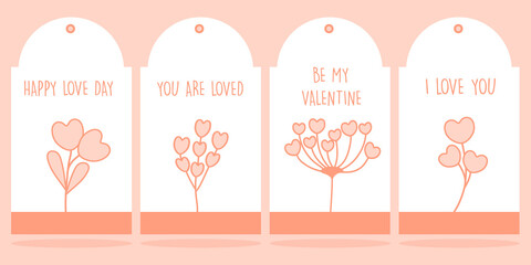 Set of Valentine's day tags for gift boxes, labels, sale shopping labels, banners and more.