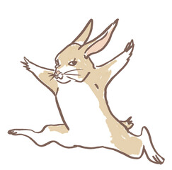 踊る茶色のウサギ