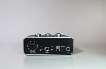 Audio interface. Electronic mini-component. white background