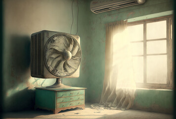 cooling hanging from the bedroom's air conditioner. Generative AI