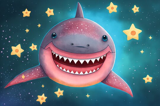 Illustration Of Friendly Smiling Space Shark