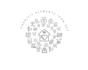 Vector charitiy elements icon set