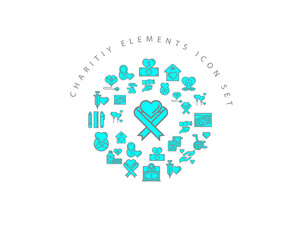 Vector charitiy elements icon set