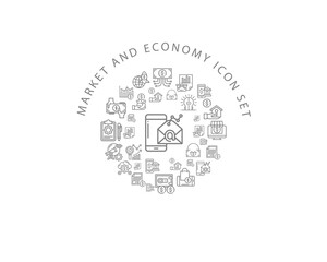 Vector market and economy icon set