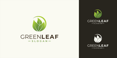 green leaf icons design template vector