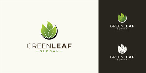 green leaf icons design template vector