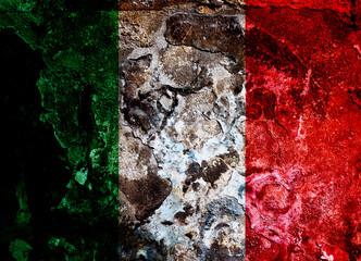 Italian flag on a rusty wall