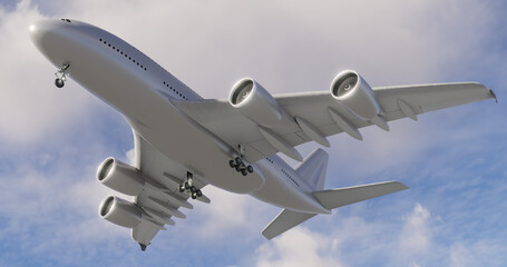 3D rendering illustration aeroplane with Blue sky futuristic show technology security for premium product business finance  transportation on white background include clipping path