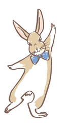 踊る茶色のウサギ