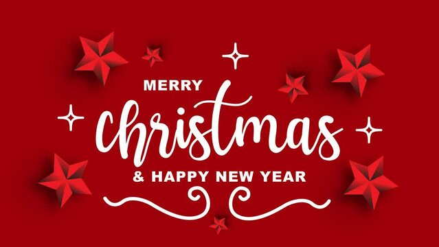 animated greetings of merry christmas and happy new year, on a red background