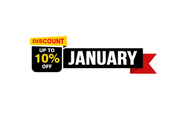 25 Percent JANUARY discount offer, clearance, promotion banner layout with sticker style.