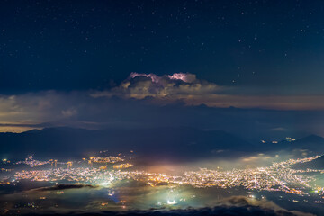 night city view from top of the mountain