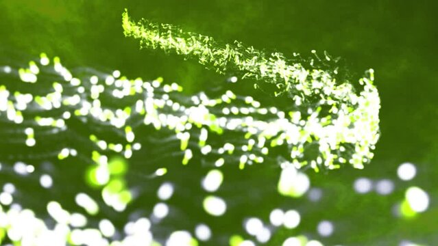 light green color particles Moving in zig zag way background
