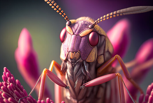 Close up of a polypedates otilophus on a red bud Animal closeup of a polypedates otilophus front view. Generative AI