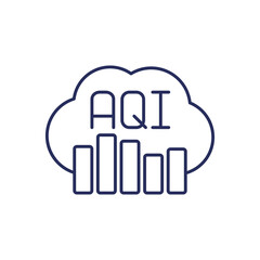 Air quality index, AQI monitoring line icon