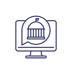 Electronic government line icon, digital transformation vector
