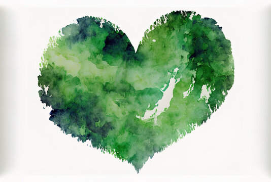 Set of watercolor green heart Royalty Free Vector Image