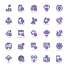 Market Research icon pack for your website, mobile, presentation, and logo design. Market Research icon mixed line and solid design. Vector graphics illustration and editable stroke.