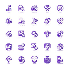 Market Research icon pack for your website, mobile, presentation, and logo design. Market Research icon basic line gradient design. Vector graphics illustration and editable stroke.