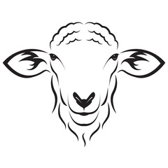 Sheep head design isolated on transparent background. Farm Animals.