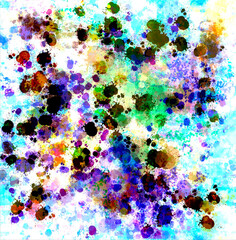 Abstract blurry colored layered painted background in bright colors White background