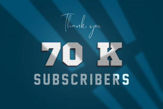 70 K  subscribers celebration greeting banner with 3D Paper Design