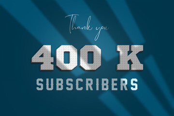 400 K subscribers celebration greeting banner with 3D Paper Design