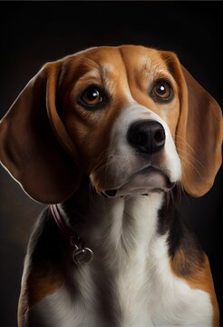  a dog with a collar and a collar on it's neck looking at the camera with a serious look on its face. Generative AI