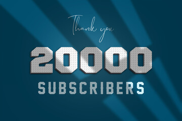 Obraz premium 20000 subscribers celebration greeting banner with 3D Paper Design