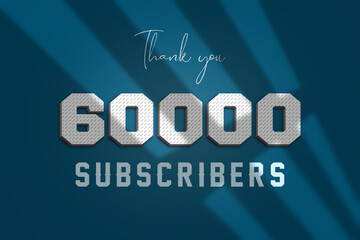 60000 subscribers celebration greeting banner with 3D Paper Design