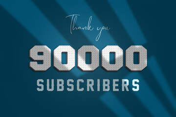 Obraz premium 90000 subscribers celebration greeting banner with 3D Paper Design
