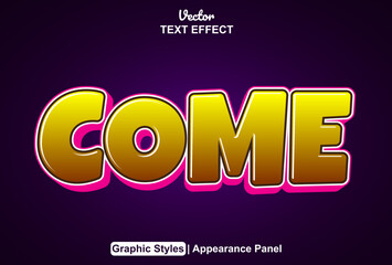 Fototapeta premium come text effect with graphic style and editable