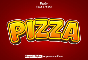 pizza text effect with graphic style and editable