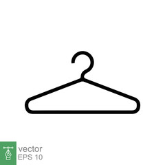 Hanger icon. Wardrobe, hanger with hook for cloth, coat, suit, dress. Rack equipment, cloakroom. Simple flat style. Vector illustration isolated on white background. EPS 10.