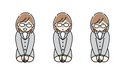 正座　お辞儀　ビジネスウーマン　セット © トラノスケ