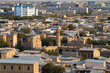 Panoramic view of modern Bukhara. Uzbekistan