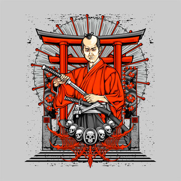 traditional samurai illustration