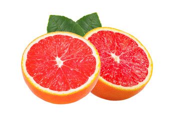 Naklejka na ściany i meble grapefruit citrus fruit with leaf isolated on transparent png