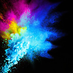 Obraz premium Colored powder explosion on black background. Generative AI