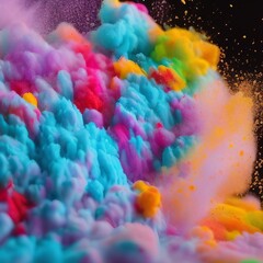 Fototapeta na wymiar Colored powder explosion on black background. Generative AI