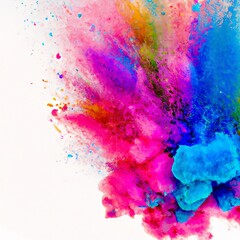 Colored powder explosion on white background. Generative AI
