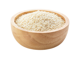 Sesame seeds in a wooden bowl isolated on transparent png