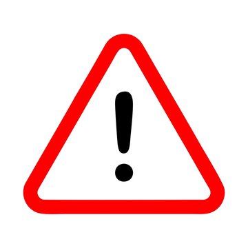 Warning icon / sign in flat style isolated. Caution symbol for.