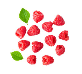 ripe raspberries isolated on transparent png
