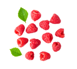 ripe raspberries isolated on transparent png