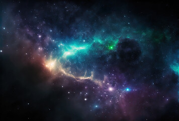 Obraz na płótnie Canvas Nebula Milky Way galaxy background glittering star dust trail sparkling particles on dark background night brilliant starry sky stars space cosmos. Generative AI