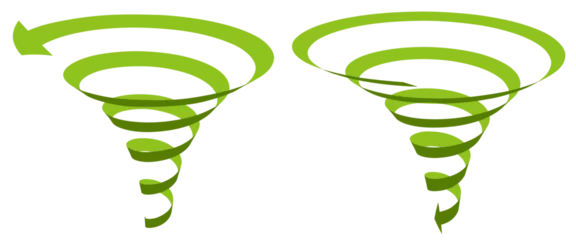 Tischdecke 渦巻状の緑のリボン矢印　上昇と下降　ベクターイラストレーション © desidesidesi
